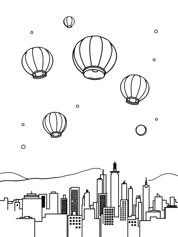 Sample coloring page 2 from the Chiang Mai coloring book