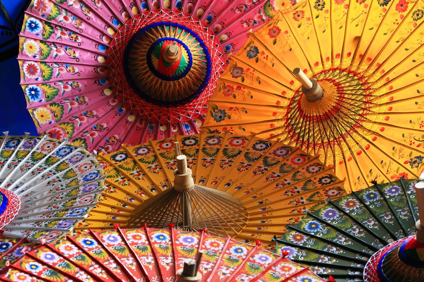Colourful handmade Thai paper umbrellas